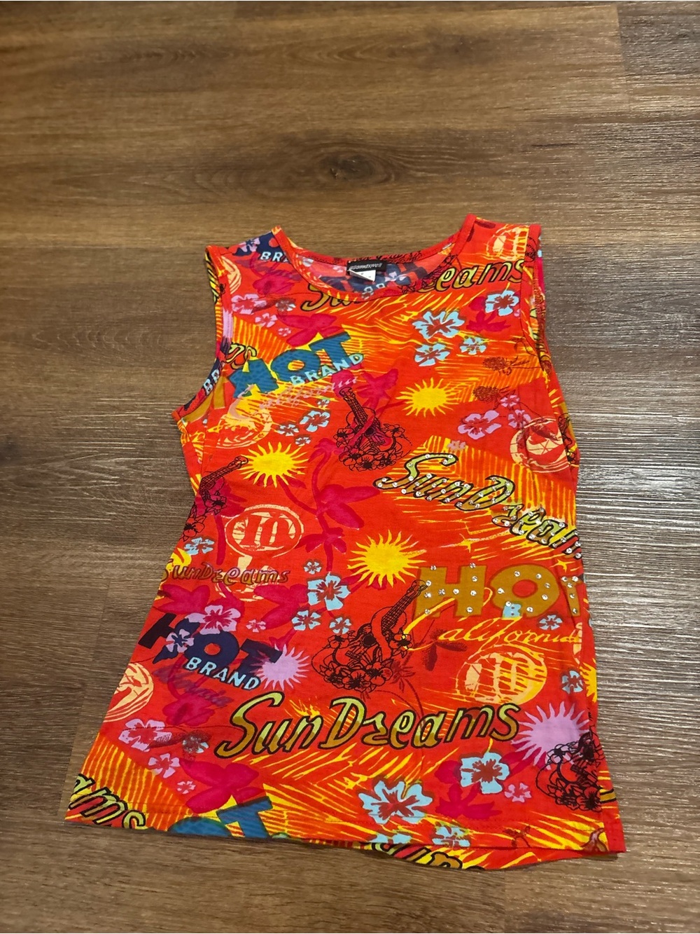 Orange Graphic Tank Top